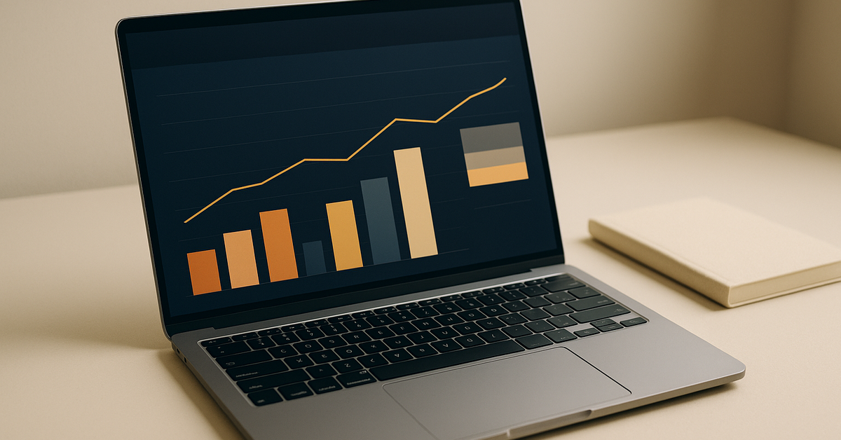 UAE business owner reviewing monthly financial reports on a laptop.