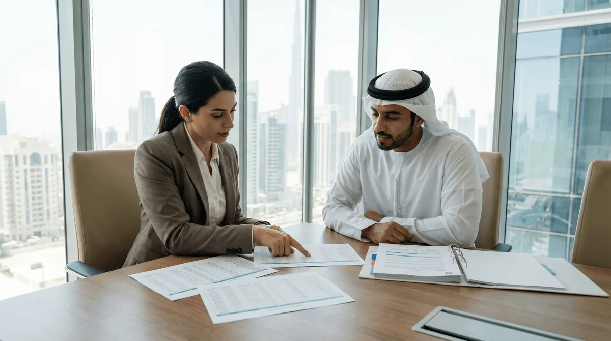 UAE intercompany transactions and transfer pricing documents on a desk.