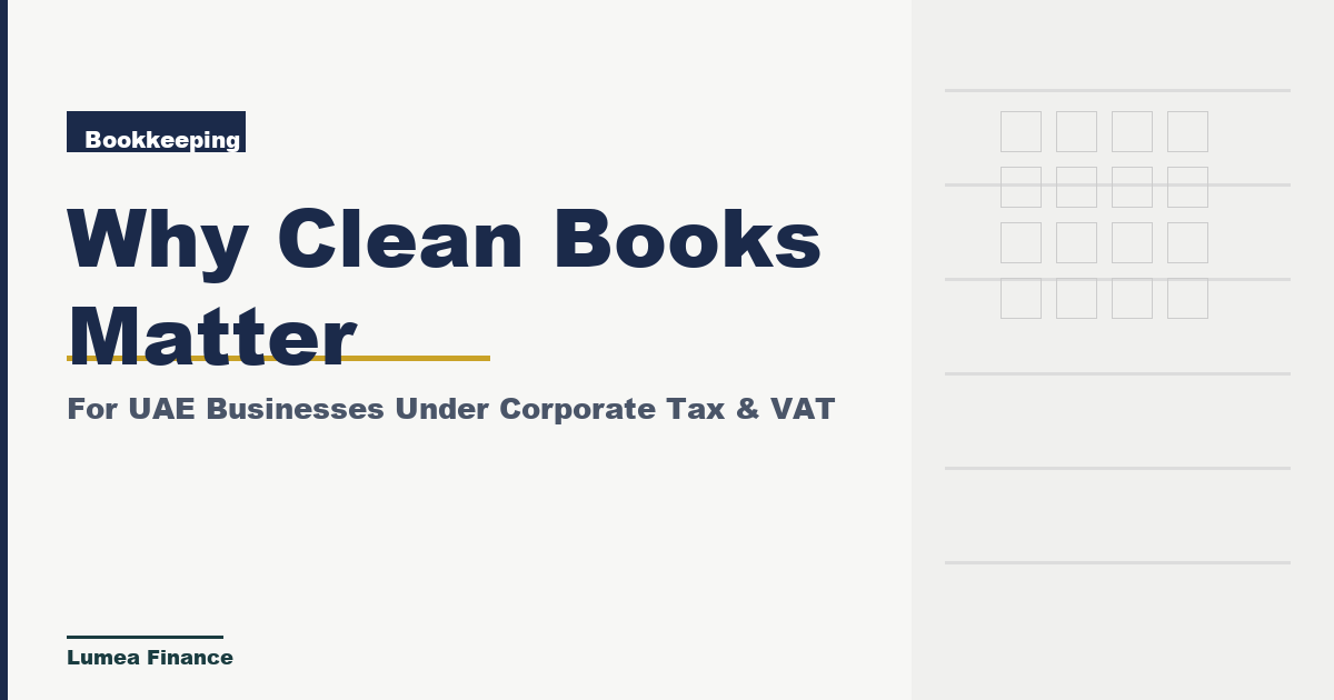 Organised UAE business financial records and ledgers on a clean desk.
