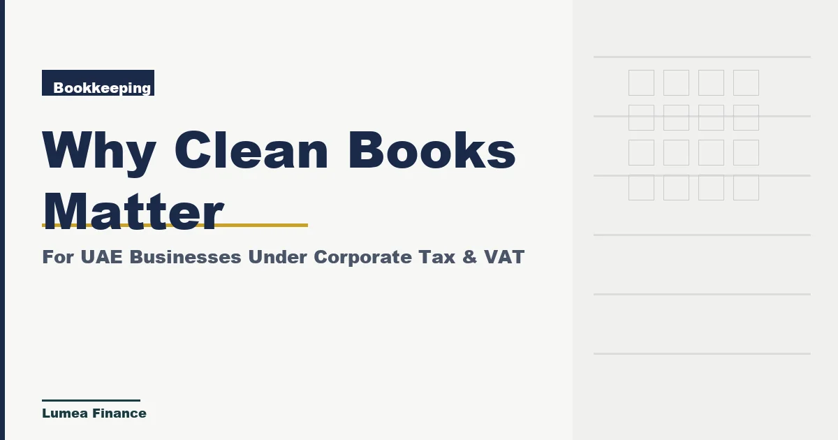 Organised UAE business financial records and ledgers on a clean desk.